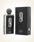 Afnan 9 PM Eau de Parfum 100ml - Frasco negro transparente con caja negra texturizada