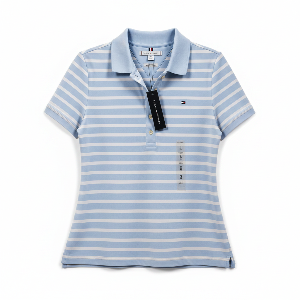 Polo Tommy Hilfiger Azul Cielo fondo blanco